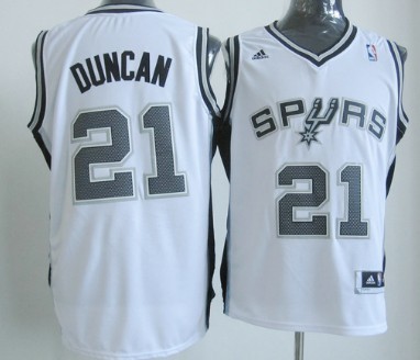 San Antonio Spurs #21 Tim Duncan Revolution 30 Swingman White Jersey - Zenithce