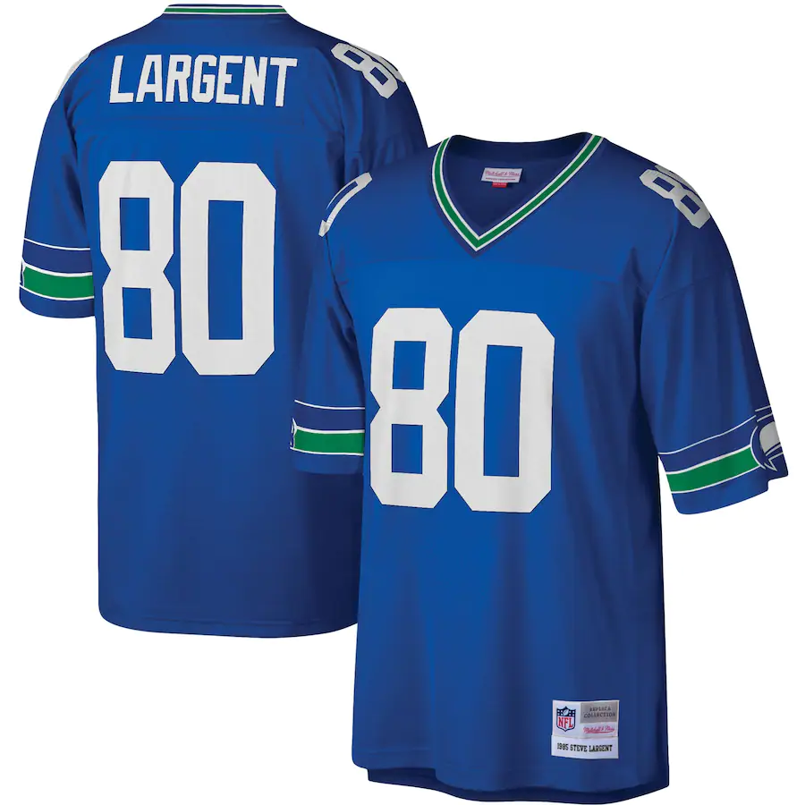 Seattle Seahawks #80 Steve Largent Royal Mitchell Ness Stitched Jersey - Zenithce