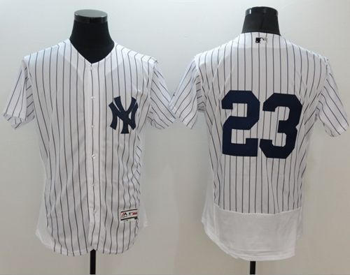 Yankees #23 Don Mattingly White Strip Flexbase Authentic Collection Stitched Jersey - Zenithce