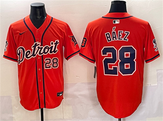 Detroit Tigers #28 Javier Báez Orange With Patch Vapor Premier Limited Stitched Jersey - Zenithce
