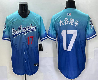 Los Angeles Dodgers #17 Shohei Ohtani Japanese Blue 2025 City Connect Limited Stitched Jersey - Zenithce