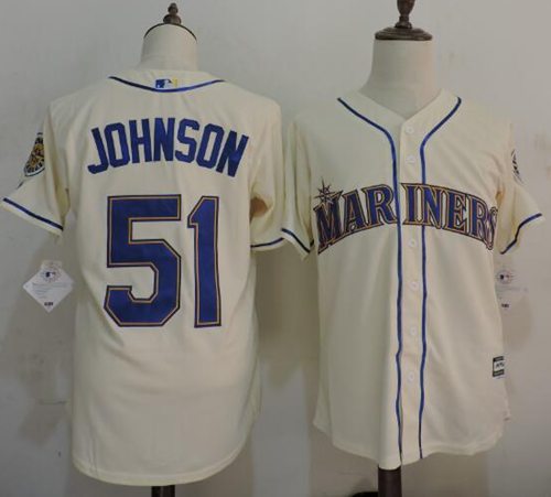 Mariners #51 Randy Johnson Cream New Cool Base Stitched Jersey - Zenithce
