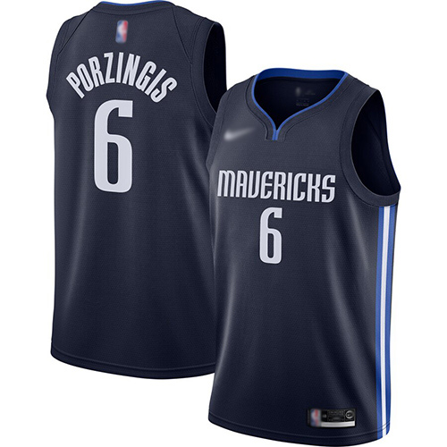 Mavericks #6 Kristaps Porzingis Navy Swingman Statement Edition 2019-2020 Jersey - Zenithce