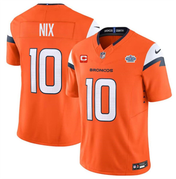 Denver Broncos #10 Bo Nix Orange 2024 F.U.S.E. With Draft Pacth And 1-Star C Patch Vapor Limited Stitched Jersey - Zenithce
