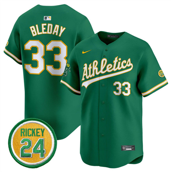 Oakland Athletics #33 JJ Bleday Green 2024 Limited With Rickey Henderson Patch Stitched Jersey - Zenithce