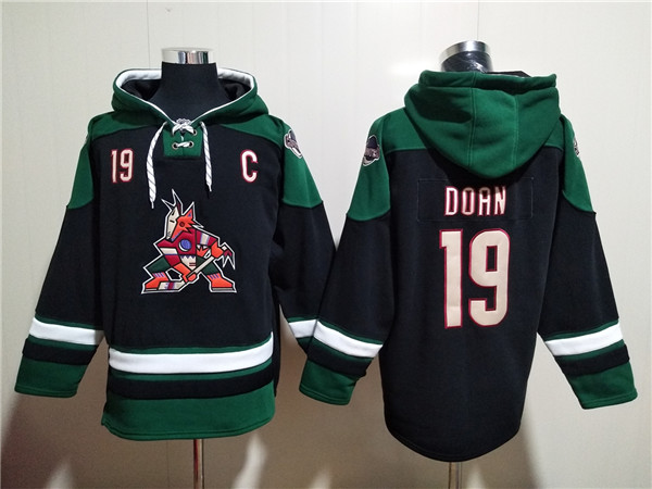 Arizona Coyotes #19 Shane Doan Black Green Ageless Must-Have Lace-Up Pullover Hoodie - Zenithce