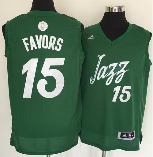 Utah Jazz #15 Derrick Favors adidas Green 2016 Christmas Day Stitched Swingman Jersey - Zenithce