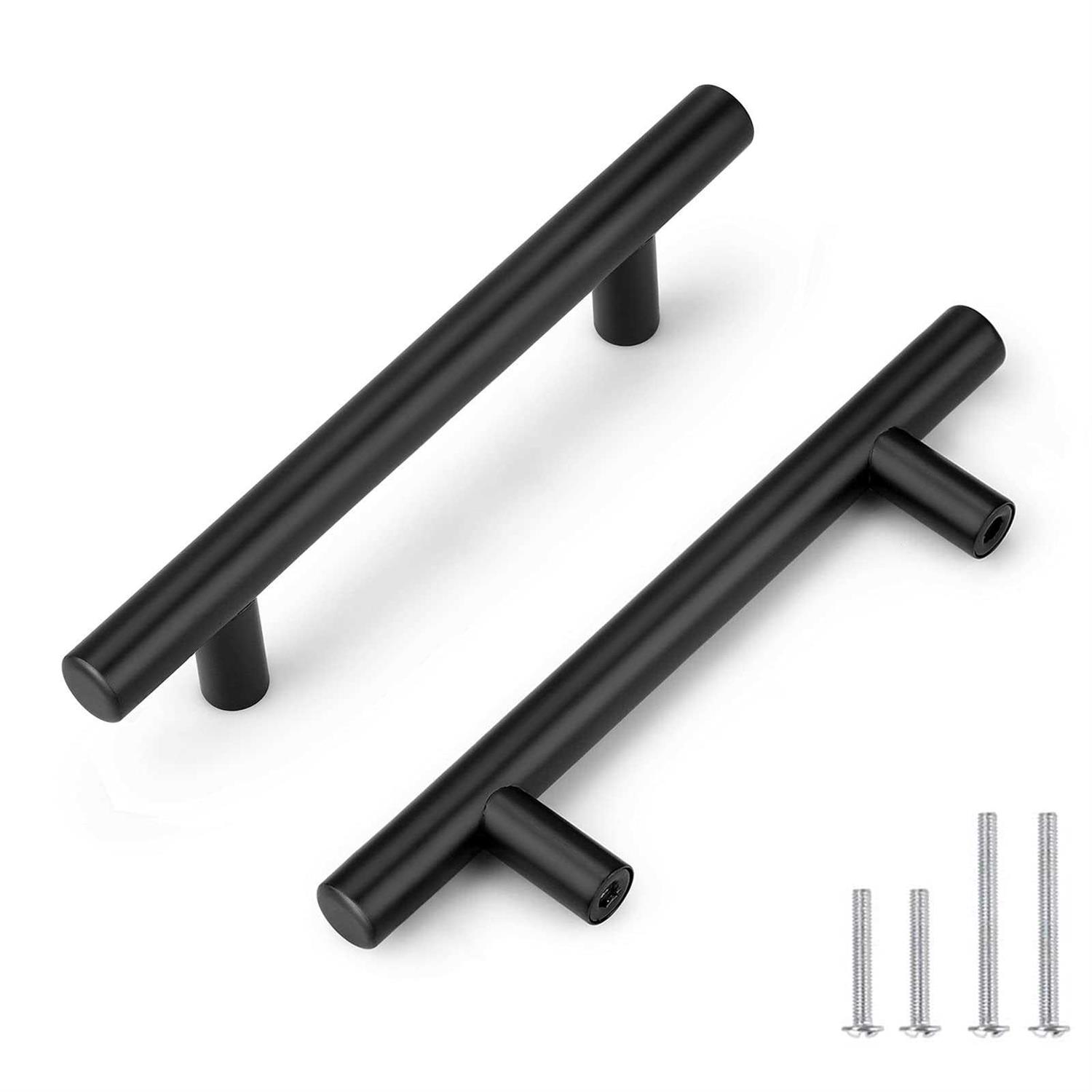 Probrico 25 Pack Black Stainless Steel Kitchen Cabinet Door Handles T Bar Drawer Pulls Knobs Diameter 1/2 inch - Zenithce