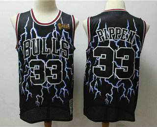 Chicago Bulls #33 Scottie Pippen Black Lightning Hardwood Classics Soul Swingman Throwback Jersey - Zenithce