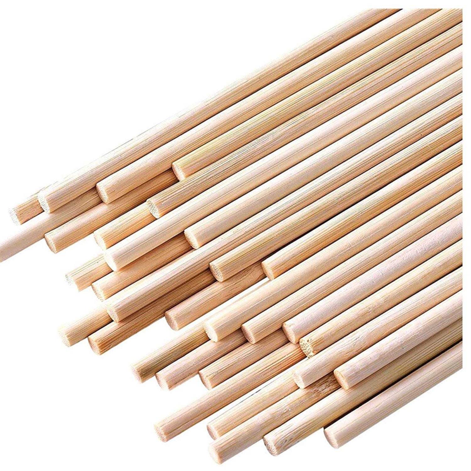 HOPELF Dowel Rods Wood Sticks Wooden Dowel Rods 38 x Unfinished Bamboo Sticks - Zenithce