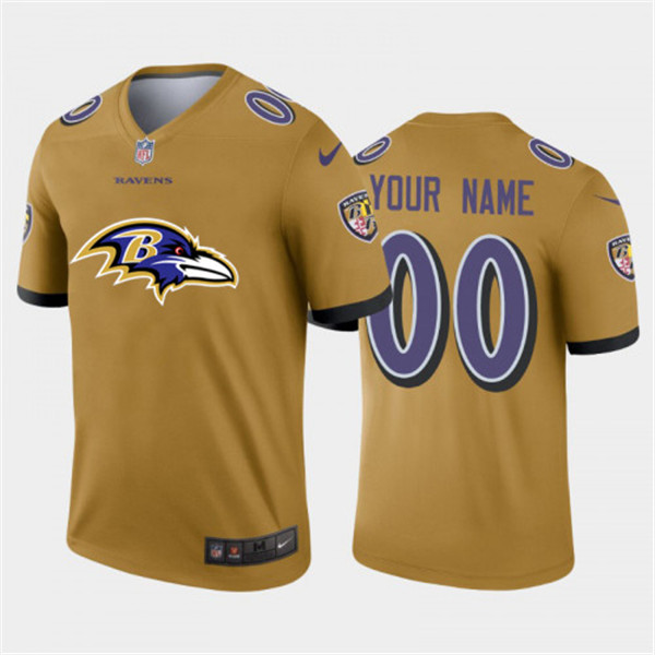 Baltimore Ravens Customized Custom Gold Team Big Logo Limited Stitched Jersey - Zenithce