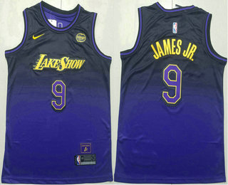 Los Angeles Lakers #9 Bronny James Jr Purple 2024 City Edition Swingman Sponsor Stitched Jersey - Zenithce