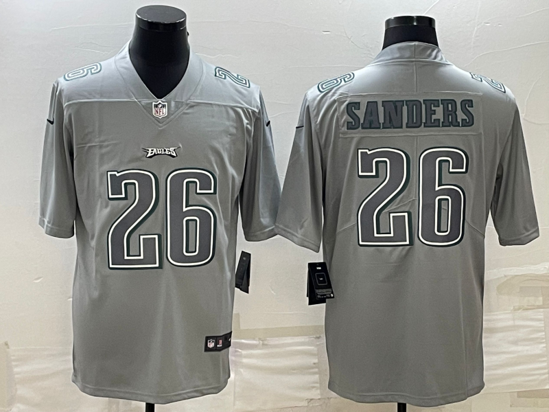 Philadelphia Eagles #26 Miles Sanders Gray Atmosphere Fashion Stitched Jersey - Zenithce