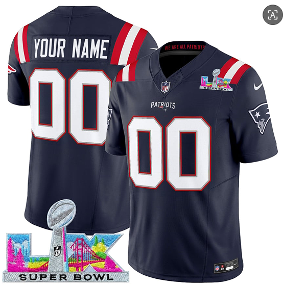 New England Patriots Custom Navy 2025 F.U.S.E. Super Bowl LX Patch Vapor Limited Stitched Jersey - Zenithce