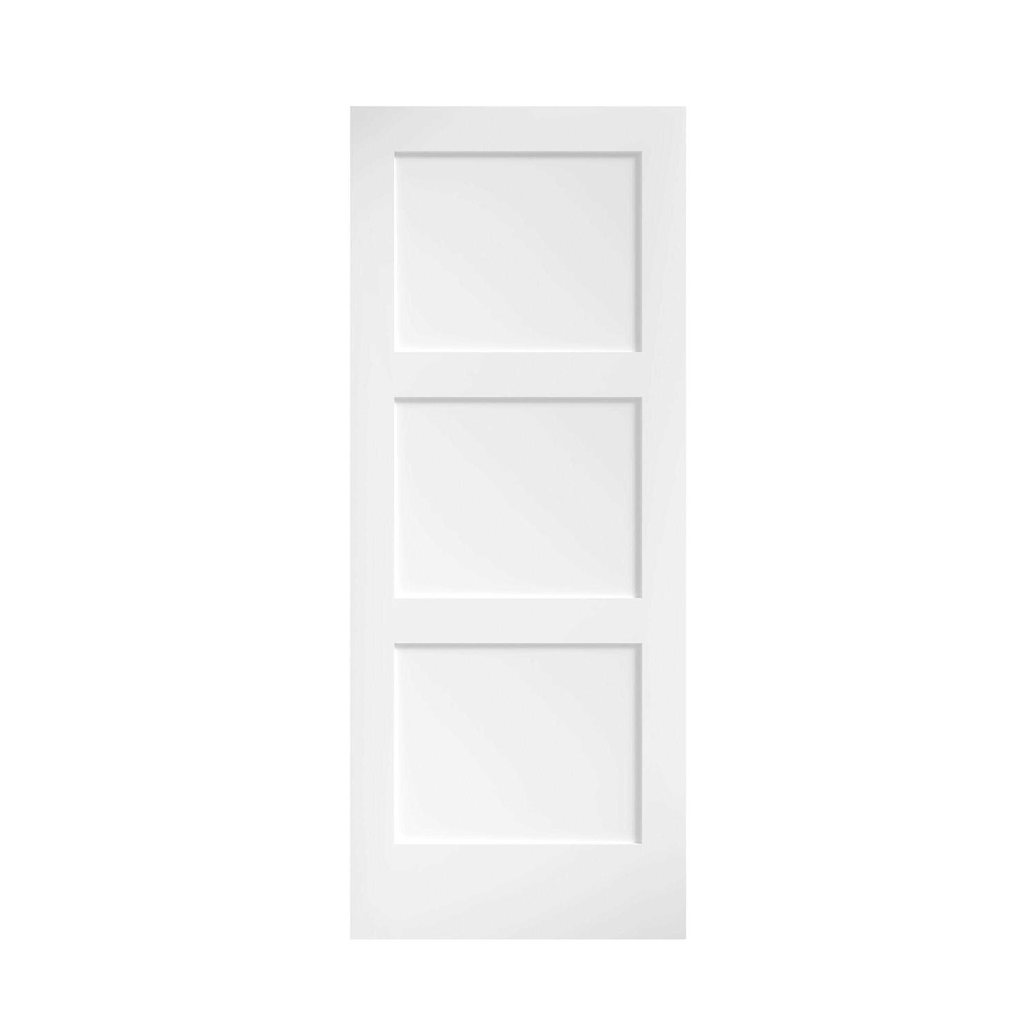 EightDoors 80 in. x 1-3/8 in. Shaker White Primed 3-Panel Equal Solid Core Wood Interior Door Slab - Zenithce