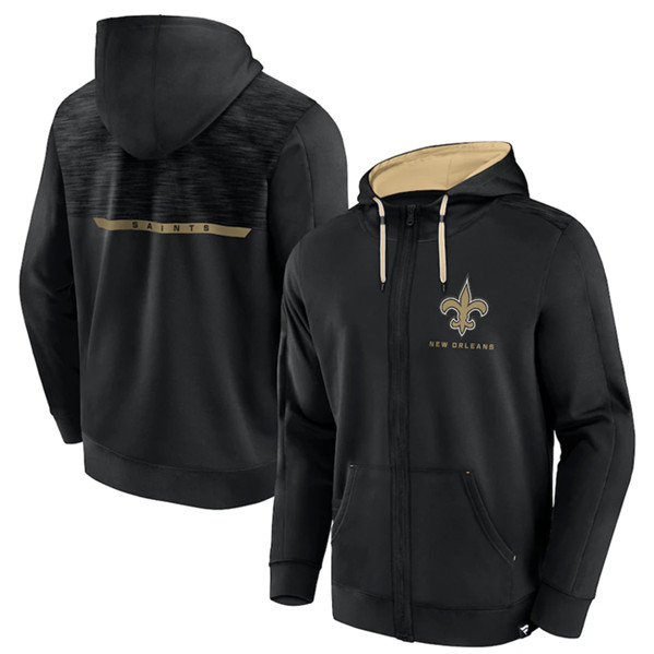 New Orleans Saints Black Defender Evo Full-Zip Hoodie - Zenithce