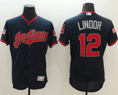 Indians #12 Francisco Lindor Navy Blue Fashion Stars Stripes Flexbase Authentic Stitched Jersey - Zenithce