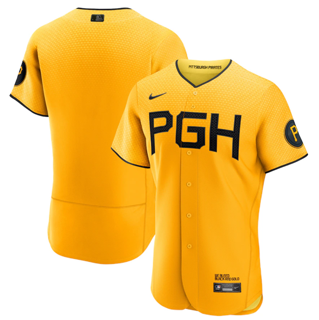 Pittsburgh Pirates Blank Gold 2023 City Connect Flex Base Stitched Jersey - Zenithce