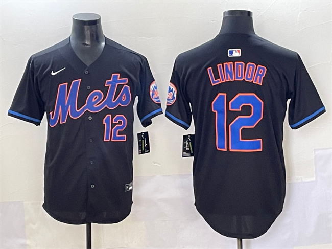 New York Mets #12 Francisco Lindor Black Alternate Limited Stitched Jersey - Zenithce