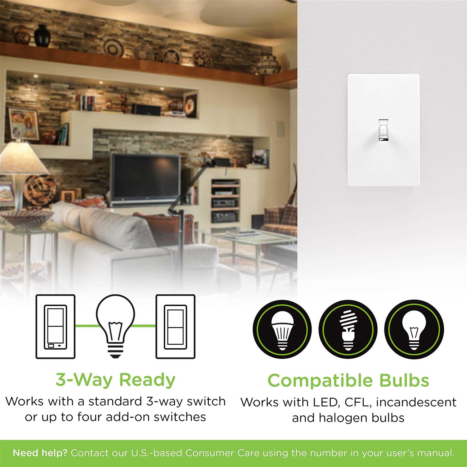 Enbrighten Z-Wave Plus Smart Light Dimmer with QuickFit And SimpleWire - Zenithce