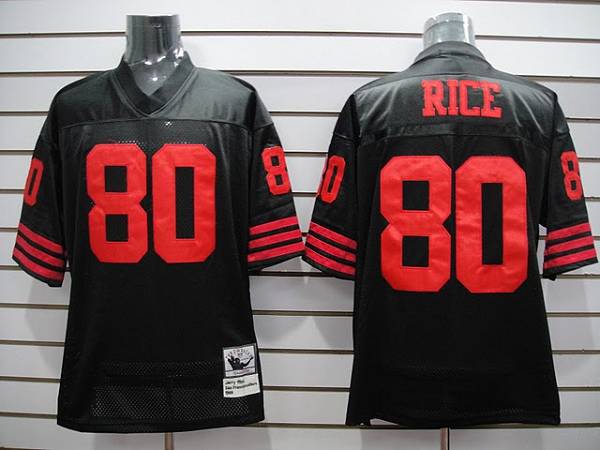 Mitchell And Ness 49ers Jerry Rice #80 Stitched Black Jersey - Zenithce