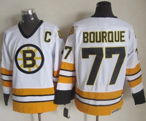 Bruins #77 Ray Bourque White Yellow CCM Throwback Stitched Jersey - Zenithce