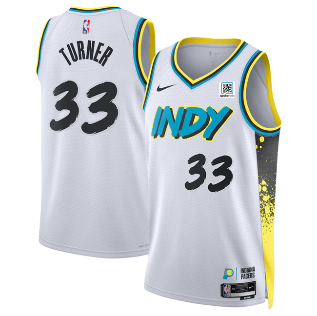 Indiana Pacers #33 Myles Turner White 2024-25 City Edition Stitched Jersey - Zenithce