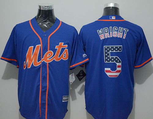 Mets #5 David Wright Blue USA Flag Fashion Stitched Jersey - Zenithce