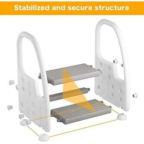 Two Step Stool for Kids with 2 PCS Faucet Extender, Babevy Toddler Step Stool for Potty Training, with Numbers/ABC and Handles - Zenithce