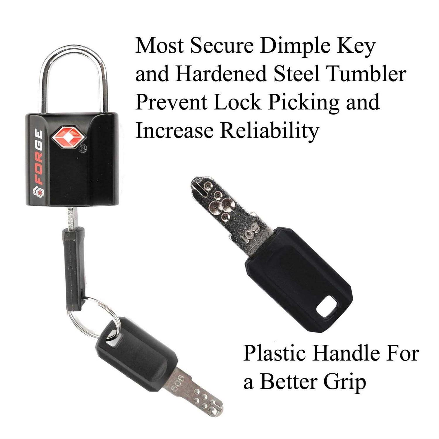 Forge Red 4 Pack TSA Approved Luggage Locks Ultra-Secure Dimple Key Travel Locks with Zinc Alloy Body - Zenithce