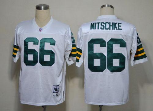 Mitchell Ness Packers #66 Ray Nitschke White Stitched Throwback Jersey - Zenithce