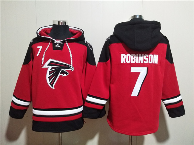Atlanta Falcons #7 Bijan Robinson Red Ageless Must-Have Lace-Up Pullover Hoodie - Zenithce