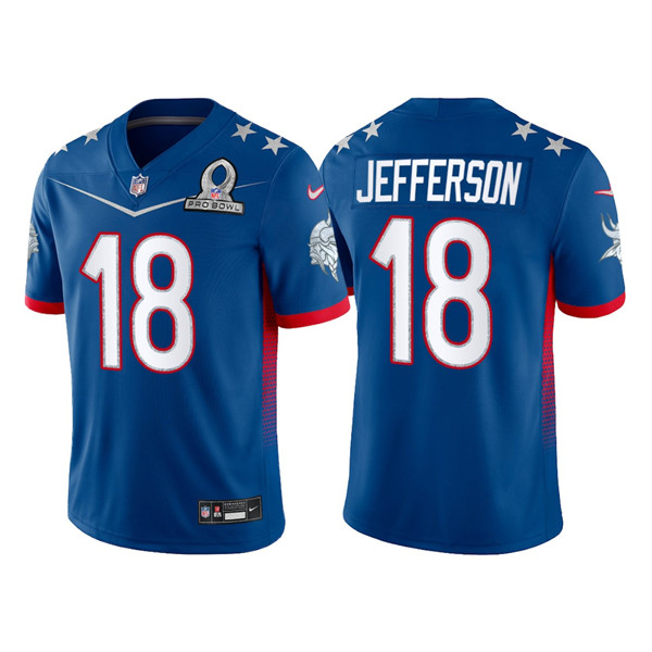 Minnesota Vikings #18 Justin Jefferson 2022 Royal Pro Bowl Stitched Jersey - Zenithce
