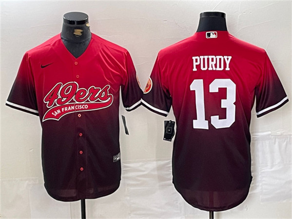 San Francisco 49ers #13 Brock Purdy Red Black With Patch Cool Base Stitched Jersey - Zenithce