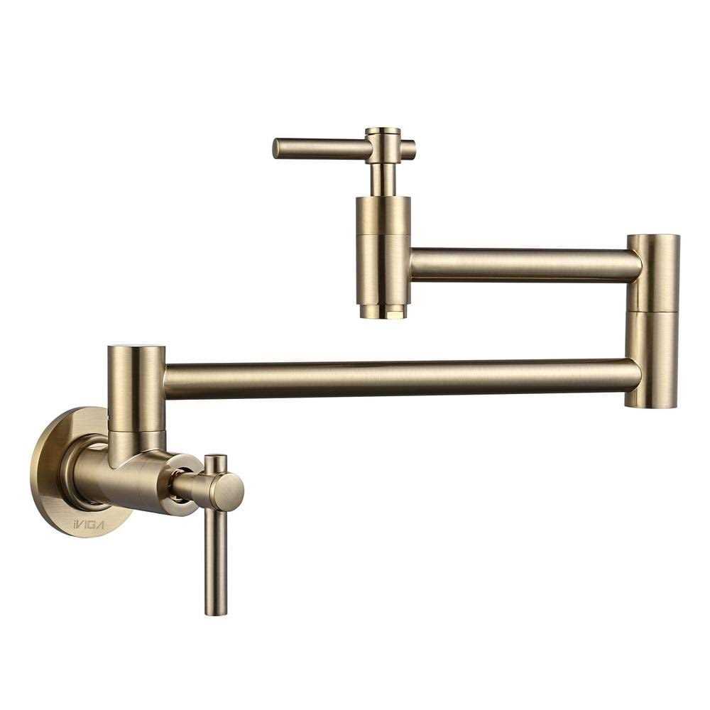 WOWOW Wall Mounted Pot Filler Faucet in Brushed Nickel - Zenithce