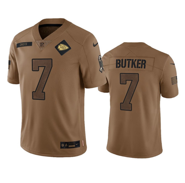 Kansas City Chiefs #7 Harrison Butker 2023 Brown Salute To Service Limited Stitched Jersey - Zenithce