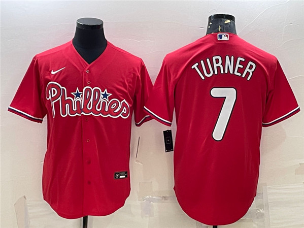 Philadelphia Phillies #7 Trea Turner Red Cool Base Stitched Jersey - Zenithce