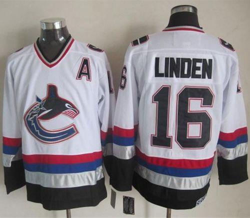 Canucks #16 Trevor Linden White Black CCM Throwback Stitched Jersey - Zenithce