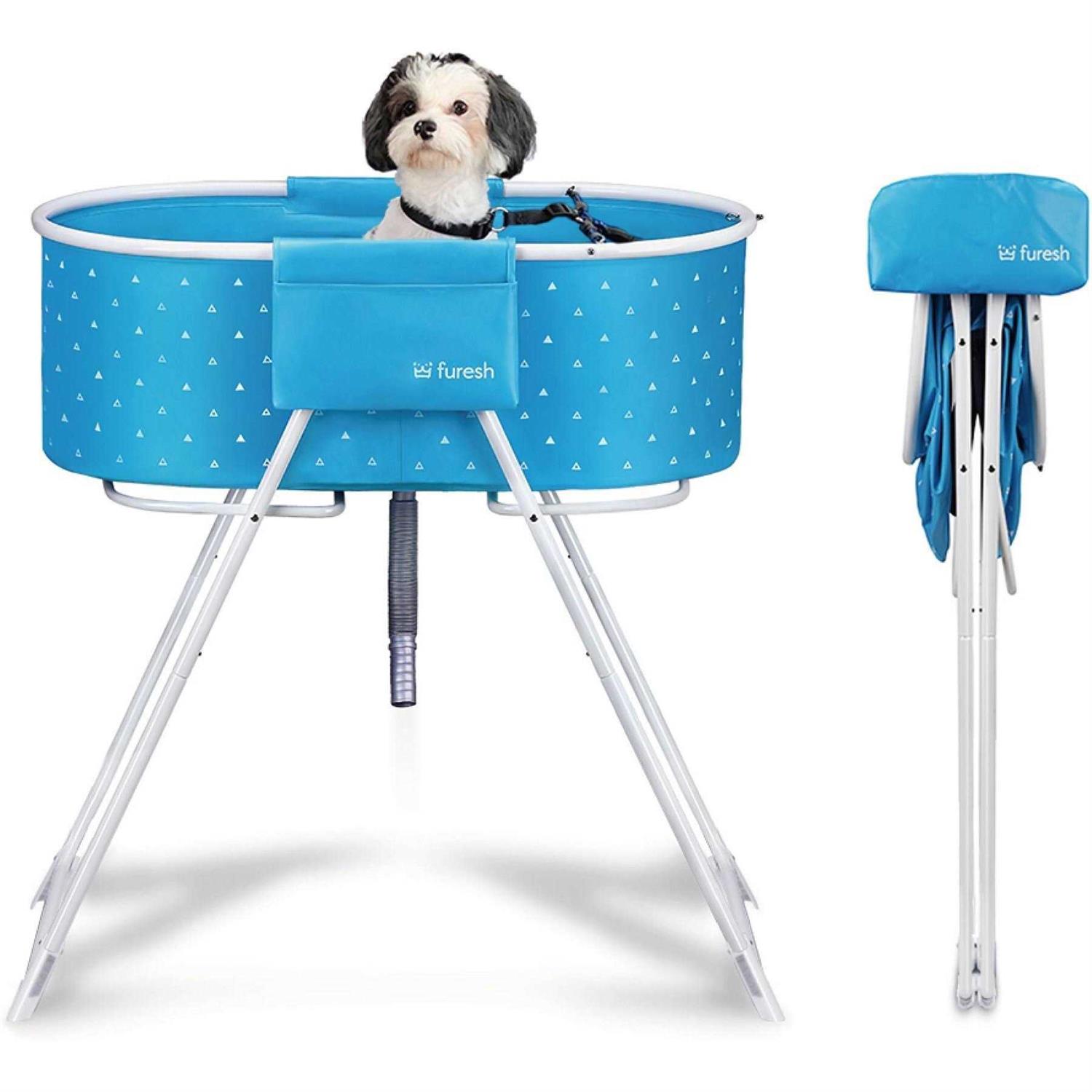 Furesh Elevated Folding Pet Bath Tub and Wash Station for Bathing, Shower and Grooming - Zenithce