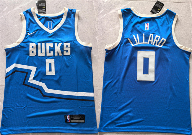 Milwaukee Bucks #0 Damian Lillard Royal 2024 City Edition Stitched Jersey - Zenithce