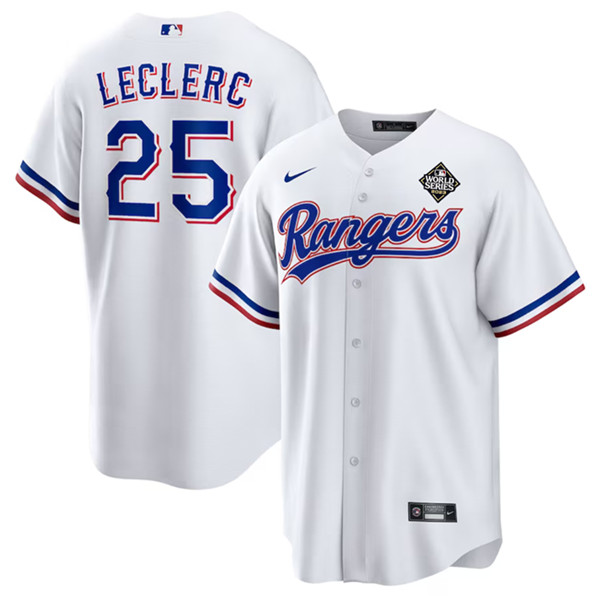 Texas Rangers #25 José Leclerc White 2023 World Series Stitched Jersey - Zenithce
