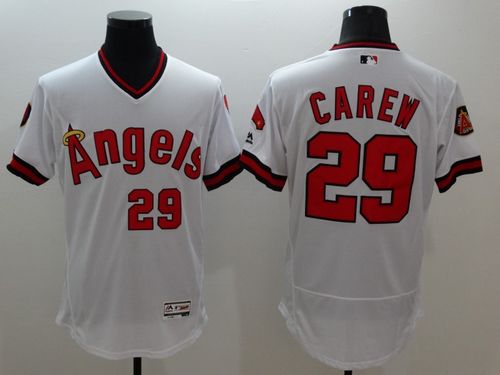 Angels of Anaheim #29 Rod Carew White Flexbase Authentic Collection Cooperstown Stitched Jersey - Zenithce