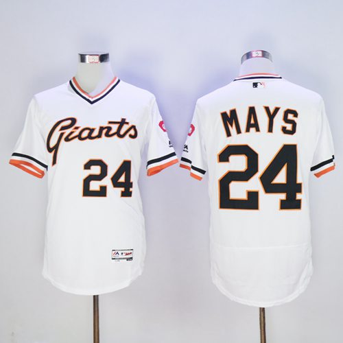 Giants #24 Willie Mays White Flexbase Authentic Collection Cooperstown Stitched Jersey - Zenithce