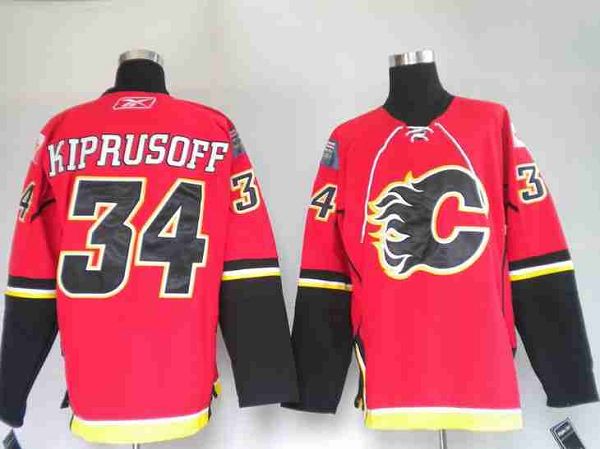 Flames #34 Miikka Kiprusoff Stitched Red Jersey - Zenithce