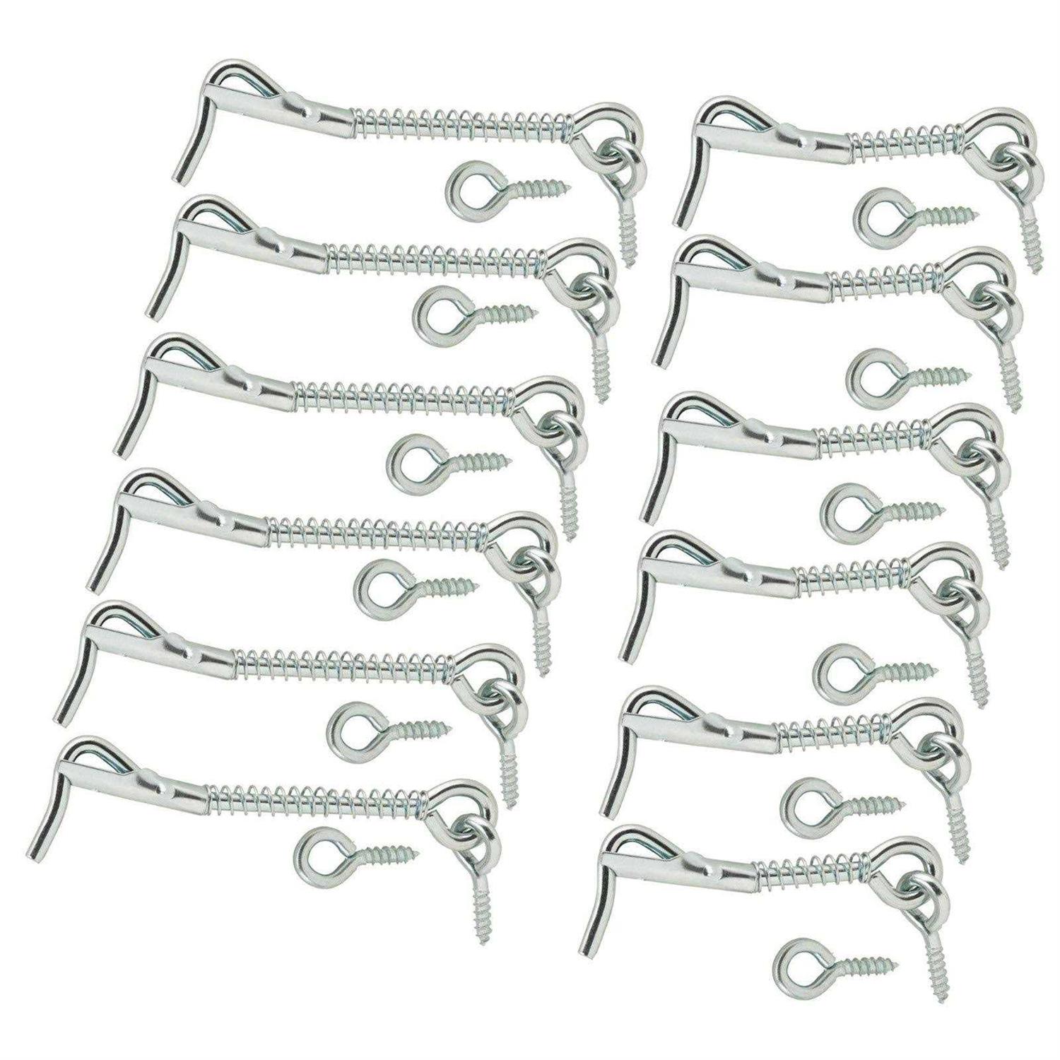 Wideskall Zinc Plated Wire Gate Hook and Eye Latch with Spring Lock - Zenithce