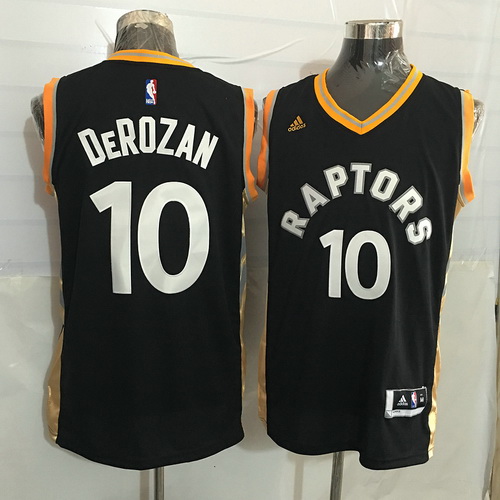 Toronto Raptors #10 DeMar DeRozan Black With Gold New Rev 30 Swingman Jersey - Zenithce