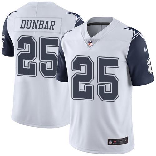 Cowboys #25 Lance Dunbar White Stitched Limited Rush Nike Jersey - Zenithce
