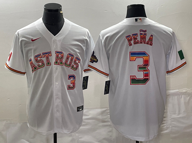 Houston Astros #3 Jeremy PeNa White Mexico Cool Base Stitched Jersey - Zenithce