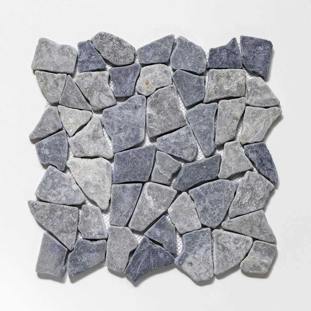 Tile Connection Classic Pebble Tile Grey/White/Black 11-1/2 in. x 11-1/2 in. x 12.7mm Mesh-Mounted Mosaic Tile - Zenithce