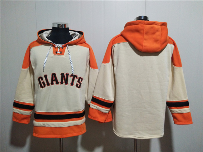 San Francisco Giants Blank Cream Ageless Must-Have Lace-Up Pullover Hoodie - Zenithce